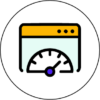 Speedometer Icon Representing Browser Speed, Displayed On A Clean White Background For Clarity And Focus.