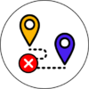 A Map Displaying Two Pins And A Red Cross, Indicating A Location With A Note To Stop Tracking.